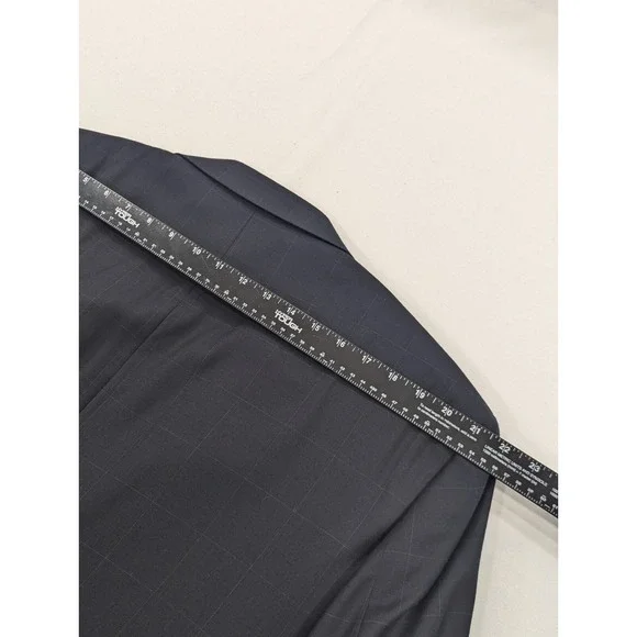 Jos. A Bank Blazer Coat Sport‎ Jacket Cashmere Wool Windowpane Black 50R 52